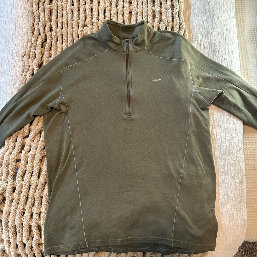 Patagonia Olive Green Zip Up Sweater
